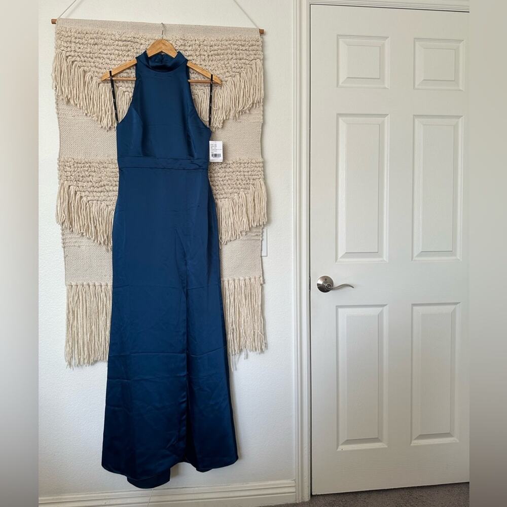 Lovely Stand Collar Satin Maxi Dress NWT